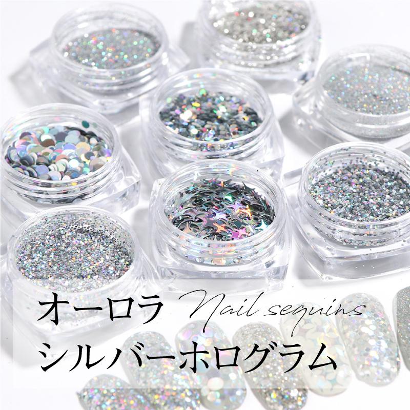 オーロラ シルバーホログラム 8種セット 各約0.5g ネイルパーツ