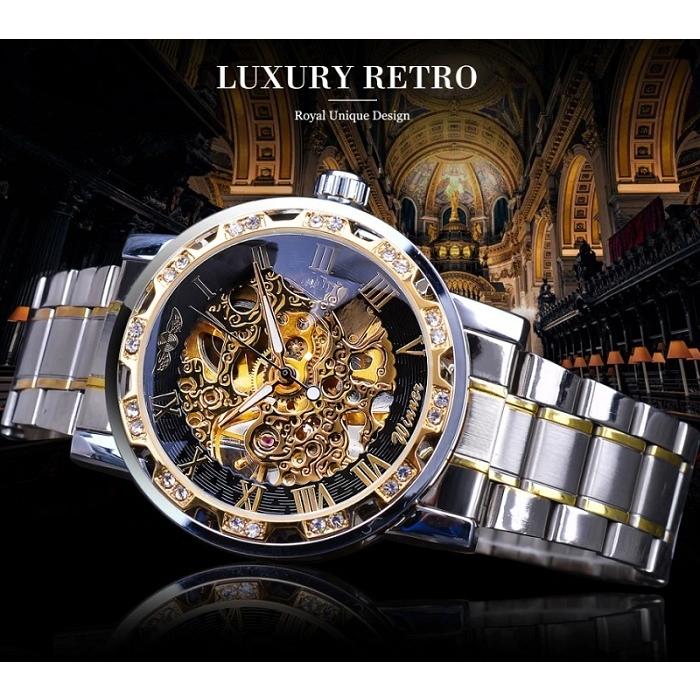 ラグジュアリー 手巻式腕時計 スケルトン 機械式腕時計 WINNER