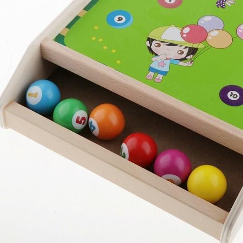 【未使用】木製ビリヤードボールボックス カラフルマーカー付き キッズ おもちゃ スマートボール スコアプールテーブル ボール プチ