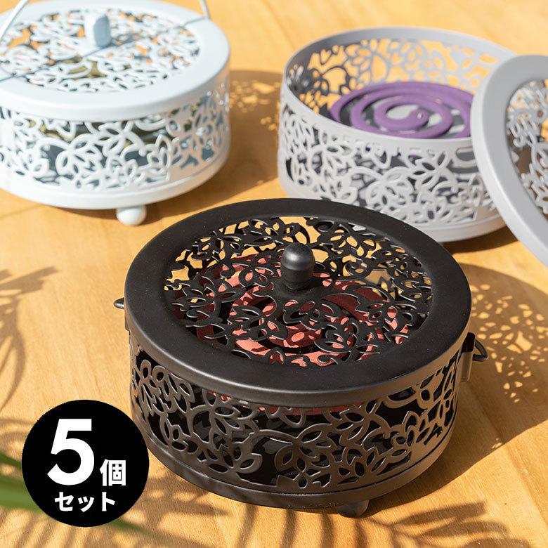 蚊取り線香入れ 蚊取り線香ホルダー 蚊取り線香立て おしゃれ 5個セット ロータス蓮柄 蚊遣り 蚊やり スチール製 ブラック 黒 虫よけ対策 アジア工房 10 | ブランド登録なし