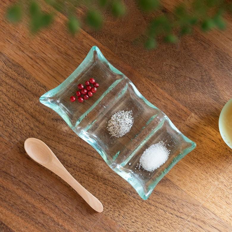 トレイ ガラス 三つ穴 三連 食器 ガラス皿 薬味皿 トレイ 小物入れ シンプル 小皿 アジアン 雑貨 10026 | ブランド登録なし | 04