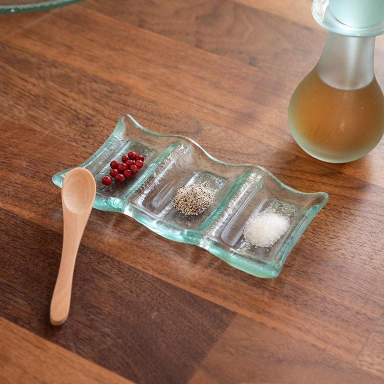 トレイ ガラス 三つ穴 三連 食器 ガラス皿 薬味皿 トレイ 小物入れ シンプル 小皿 アジアン 雑貨 10026 | ブランド登録なし | 08