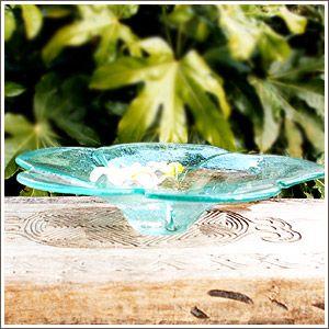 アジアン雑貨 手作りガラスのプルメリア型水盤 Ｌサイズ アジア工房 10036 | ブランド登録なし | 02