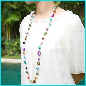 アジアン雑貨 シェルのカラフルロングネックレス ミックス アジア工房 10074 | ブランド登録なし