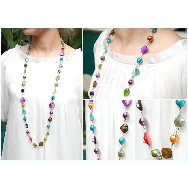 アジアン雑貨 シェルのカラフルロングネックレス ミックス アジア工房 10074 | ブランド登録なし | 02