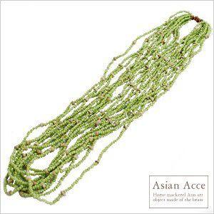 アジアン雑貨 ビーズを束ねたネックレス グリーン アジア工房 10077 | ブランド登録なし