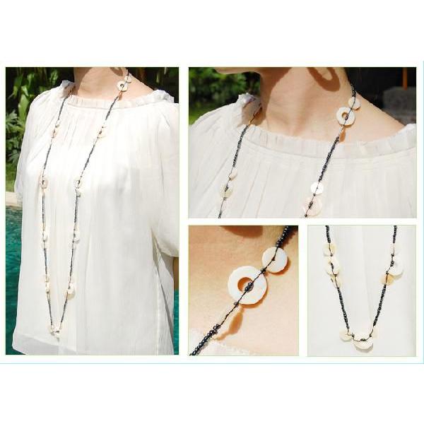 アジアン雑貨 シェルとビーズのロングネックレス ネイビー アジア工房 10079 | ブランド登録なし | 02