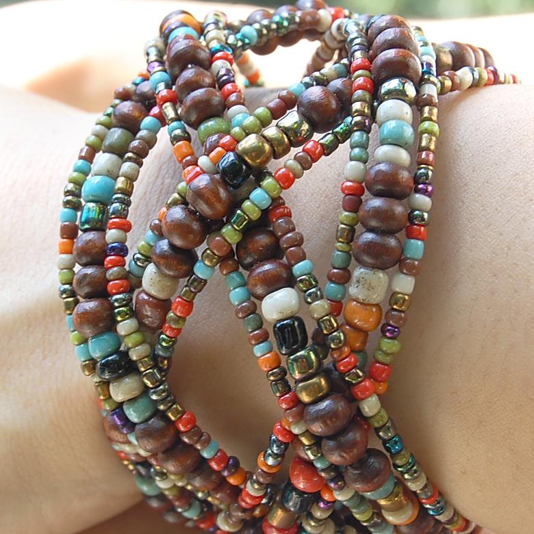 アジアン雑貨 南国リゾートの雰囲気漂うビーズのクロスバングル ミックス アジア工房 10097 | ブランド登録なし | 03