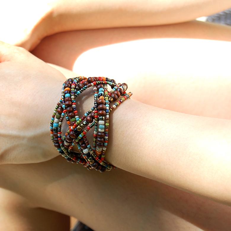 アジアン雑貨 南国リゾートの雰囲気漂うビーズのクロスバングル ミックス アジア工房 10097 | ブランド登録なし | 06