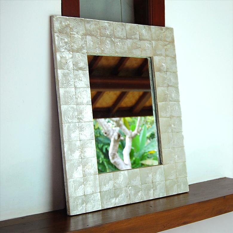 アジアン雑貨 カピスシェルのウォールミラー 鏡 アジア工房 10131 | ブランド登録なし | 01