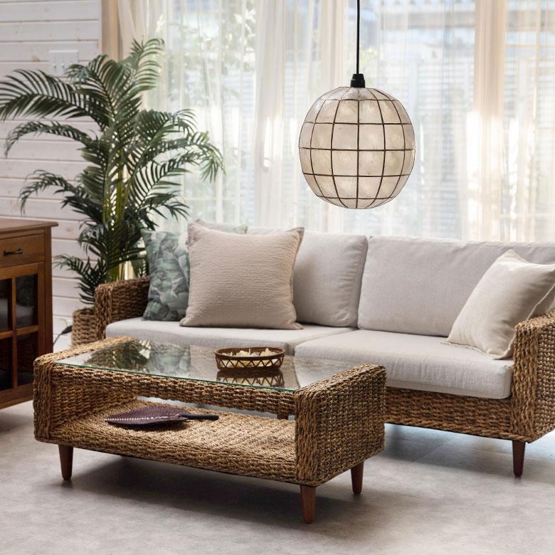 アジアン雑貨 カピスシェルのペンダントボールランプ アジア工房 10134 | ブランド登録なし | 10