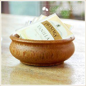 アジアン雑貨 ココナッツウッドの丸い小物入れケース アジア工房 10148 | ブランド登録なし