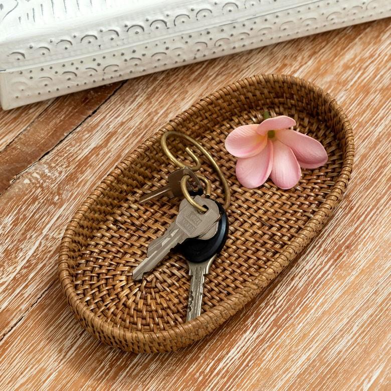 バスケット 楕円形 ラタン アタ トレー カゴ 収納ケース 小物入れ アジアン ナチュラル バリ雑貨 おしゃれ 10176b | ブランド登録なし | 02