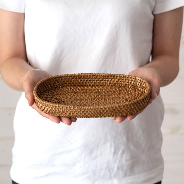 バスケット 楕円形 ラタン アタ トレー カゴ 収納ケース 小物入れ アジアン ナチュラル バリ雑貨 おしゃれ 10176b | ブランド登録なし | 03