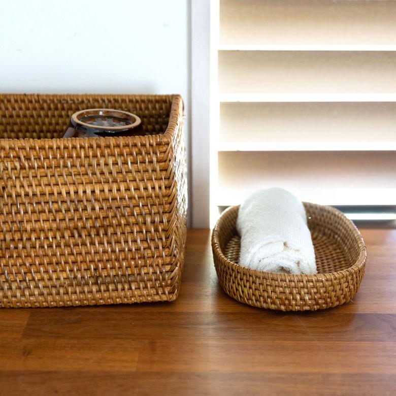 バスケット 楕円形 ラタン アタ トレー カゴ 収納ケース 小物入れ アジアン ナチュラル バリ雑貨 おしゃれ 10176b | ブランド登録なし | 06