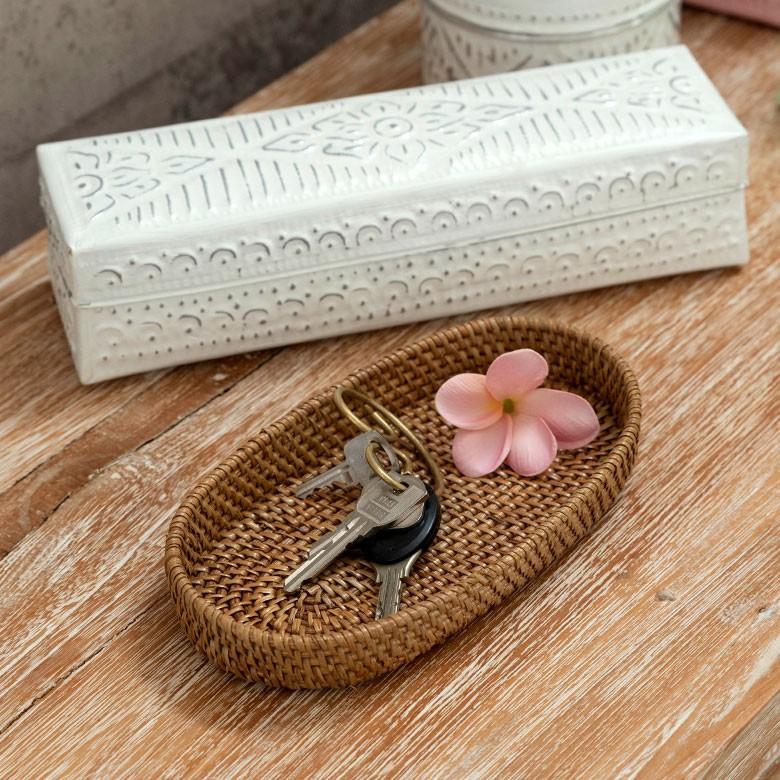 バスケット 楕円形 ラタン アタ トレー カゴ 収納ケース 小物入れ アジアン ナチュラル バリ雑貨 おしゃれ 10176b | ブランド登録なし | 07