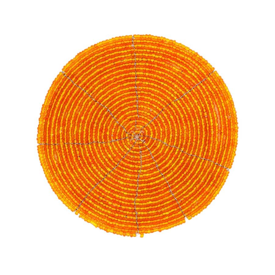 コースター ビーズ おしゃれ 円形 ラウンド 丸 オレンジ カフェ 店舗 ホテル 旅館 アジアン雑貨 アジア工房 10192-slv | ブランド登録なし | 02
