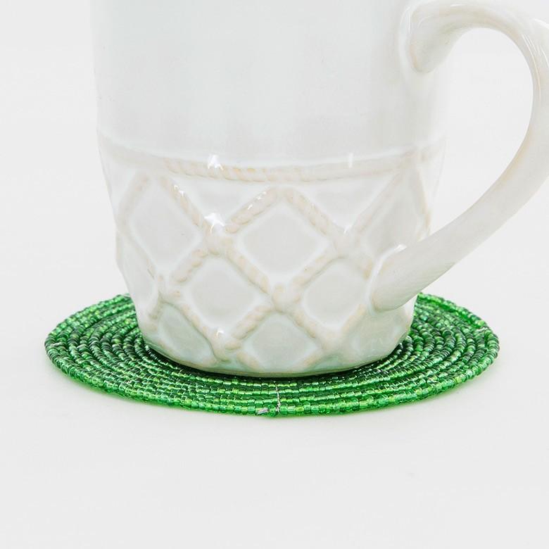 コースター ビーズ おしゃれ 円形 ラウンド 丸 グリーン カフェ 店舗 ホテル 旅館 アジアン雑貨 アジア工房 10193-slv | ブランド登録なし | 01