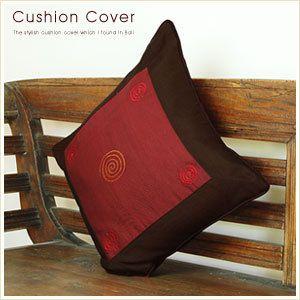 アジアン雑貨レトロな渦巻きの刺繍が可愛いアジアンクッションカバー40x40cm レッド アジア工房 10278 | ブランド登録なし
