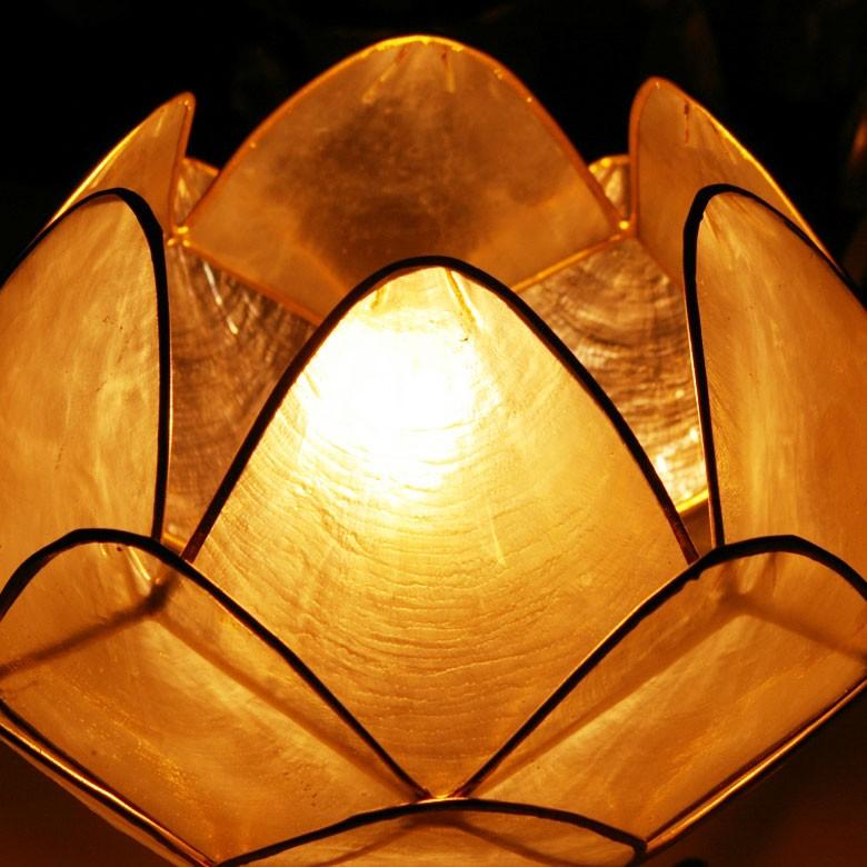 アジアン雑貨 蓮をモチーフにしたカピスシェルのフラワーランプ アジア工房 10290 | ELEMENTS（インテリア） | 01