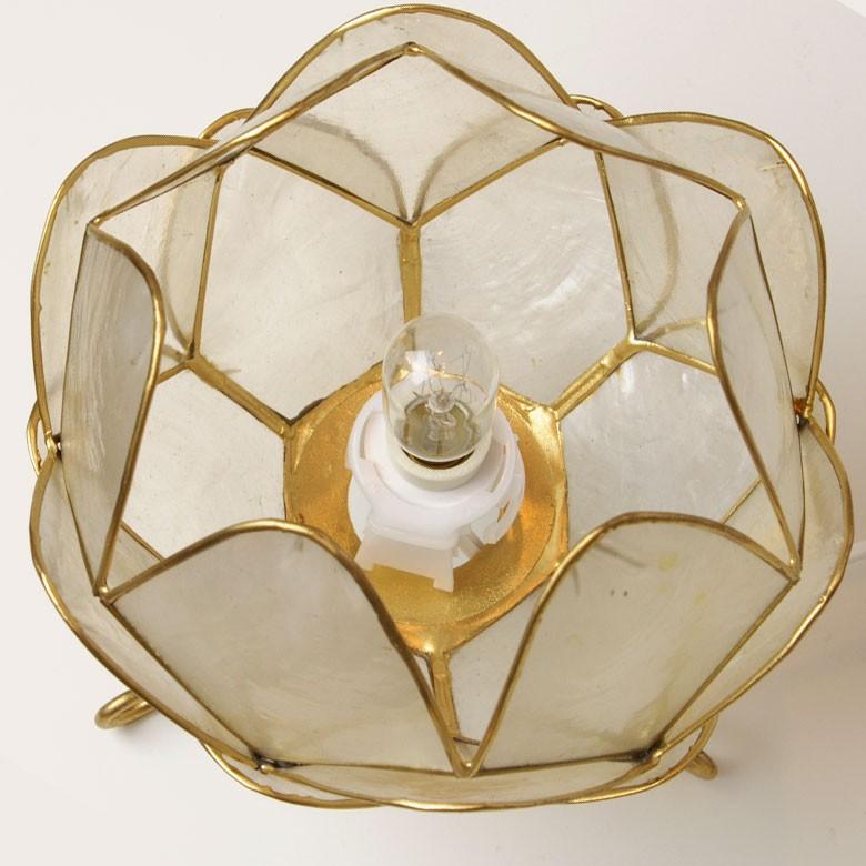 アジアン雑貨 蓮をモチーフにしたカピスシェルのフラワーランプ アジア工房 10290 | ELEMENTS（インテリア） | 02