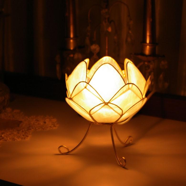 アジアン雑貨 蓮をモチーフにしたカピスシェルのフラワーランプ アジア工房 10290 | ELEMENTS（インテリア） | 07