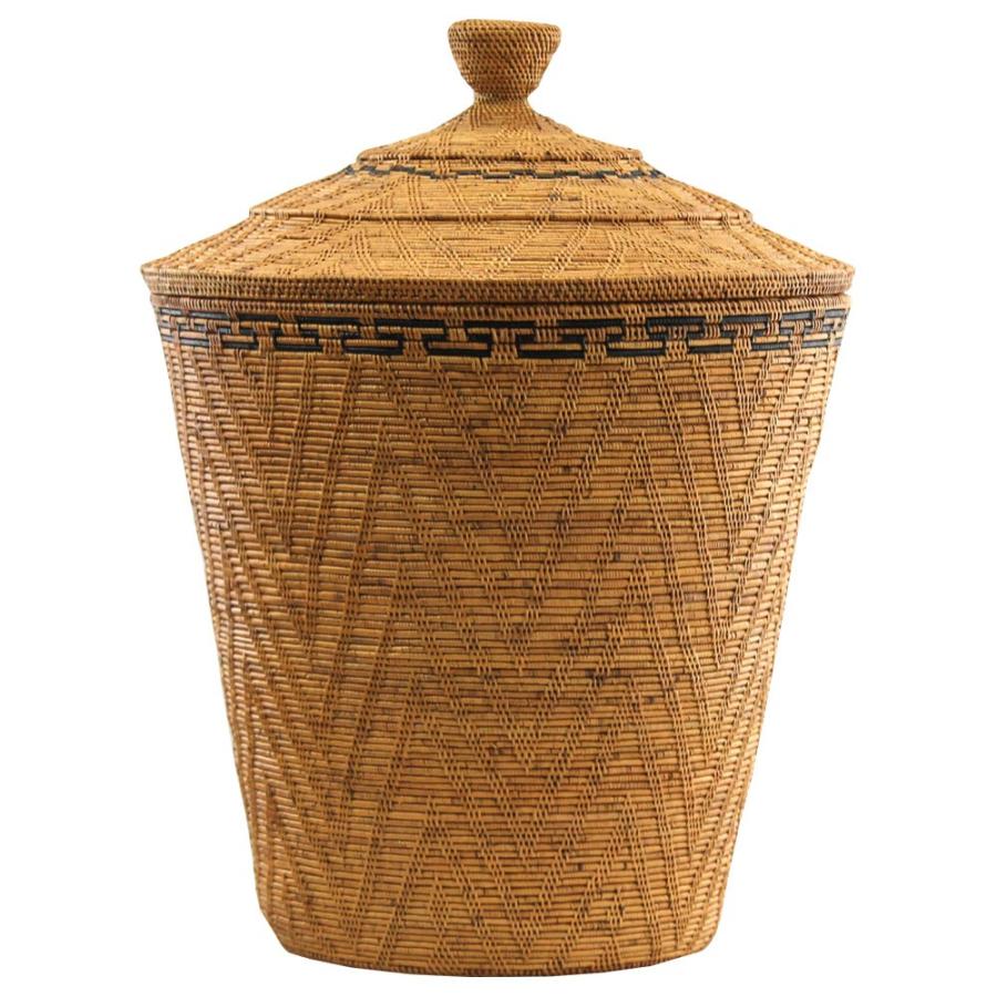 バスケット 壺型 収納 かご フタ付き 収納バスケット 見えない 蓋付き おしゃれ 収納ケース 大容量 アジアン バリ アタ 雑貨 10291 | ブランド登録なし | 16