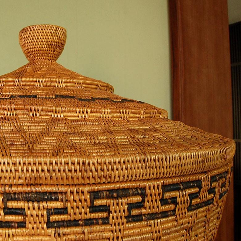 バスケット 壺型 収納 かご フタ付き 収納バスケット 見えない 蓋付き おしゃれ 収納ケース 大容量 アジアン バリ アタ 雑貨 10291 | ブランド登録なし | 02