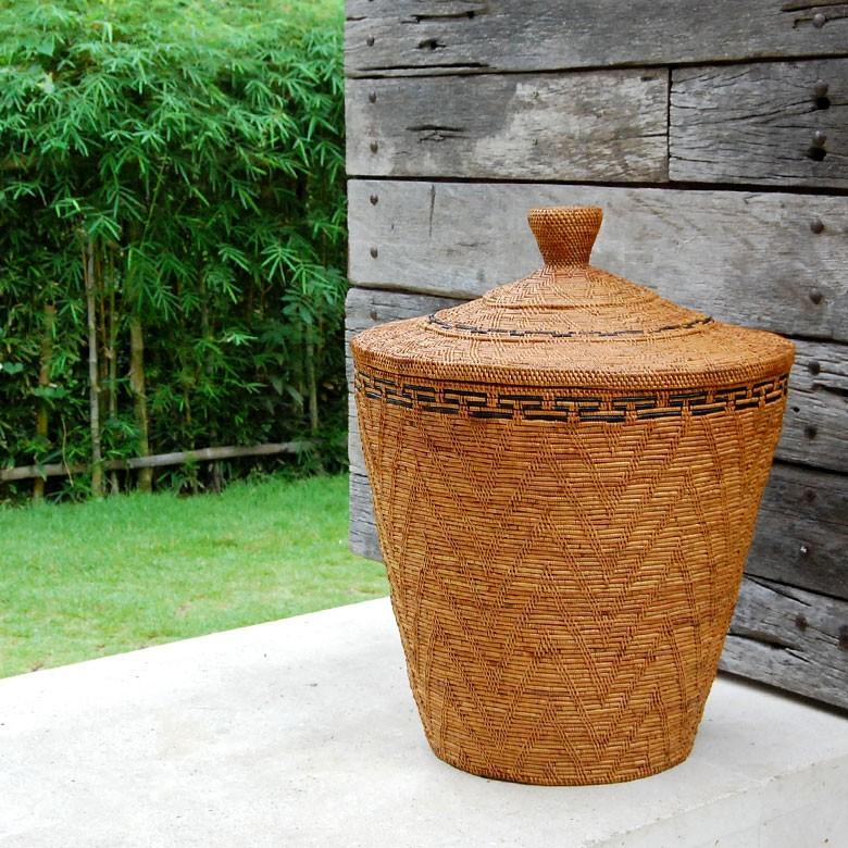 バスケット 壺型 収納 かご フタ付き 収納バスケット 見えない 蓋付き おしゃれ 収納ケース 大容量 アジアン バリ アタ 雑貨 10291 | ブランド登録なし | 05