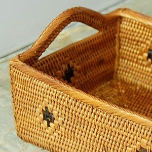 アジアン雑貨 アタ製取っ手付き小物入れバスケットトレイ アジア工房 10305 | ブランド登録なし | 03