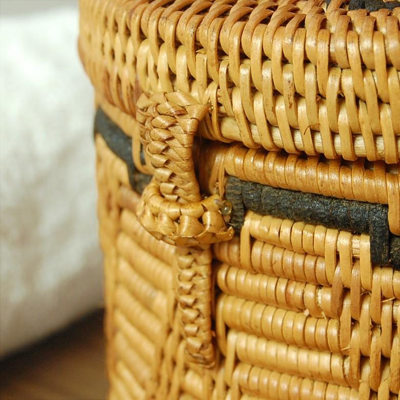 小物入れ 収納ケース かご トレイ アタ製 筒型 フタ付き バリ雑貨 アジアン キッチン雑貨 おしゃれ 10310 | ブランド登録なし | 03