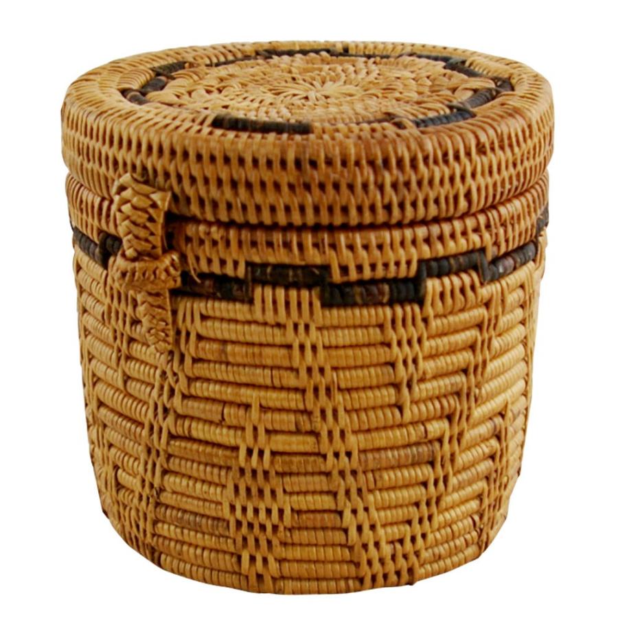 小物入れ 収納ケース かご トレイ アタ製 筒型 フタ付き バリ