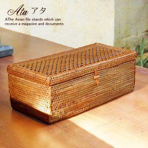 アジアン雑貨 蓋がメッシュになったアタ製小物入れケース アジア工房 10313 | ブランド登録なし | 01