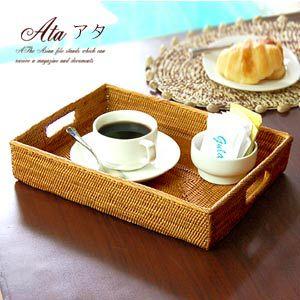 お盆 トレイ 取っ手 トレー おしゃれ 収納 かご おぼん カフェ お菓子 お茶 引き出し 持ち手付き アジアン バリ 雑貨 アジア工房