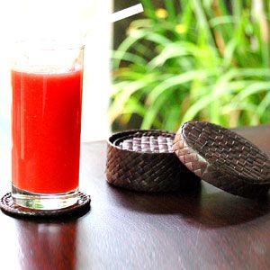 コースター おしゃれ アジアン ラウンド カフェ 店舗 ホテル 旅館 バリ 雑貨 パンダン 収納ケース付き アジア工房 10440 | ブランド登録なし | 01