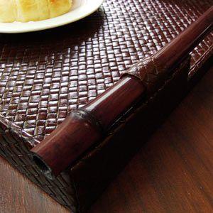 アジアン雑貨 パンダン製トレイ バンブーハンドル付き S アジア工房 10462 | ブランド登録なし | 02