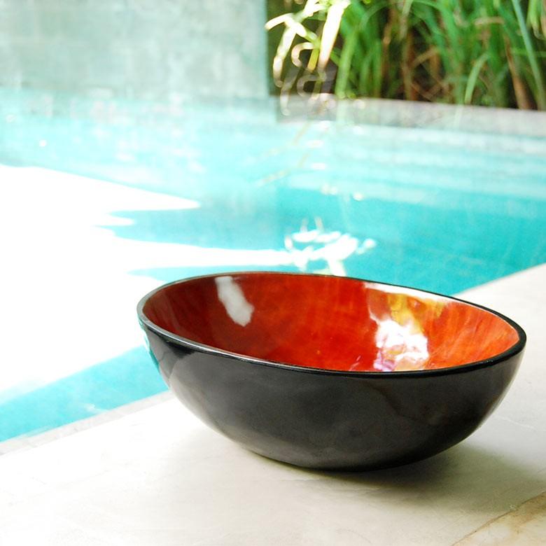 アジアン雑貨 ウッドの赤いスパボウル 楕円形 アジア工房 10480 | ブランド登録なし | 02