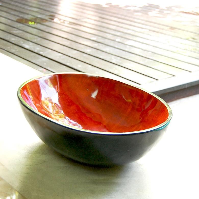 アジアン雑貨 ウッドの赤いスパボウル 楕円形 アジア工房 10480 | ブランド登録なし | 05