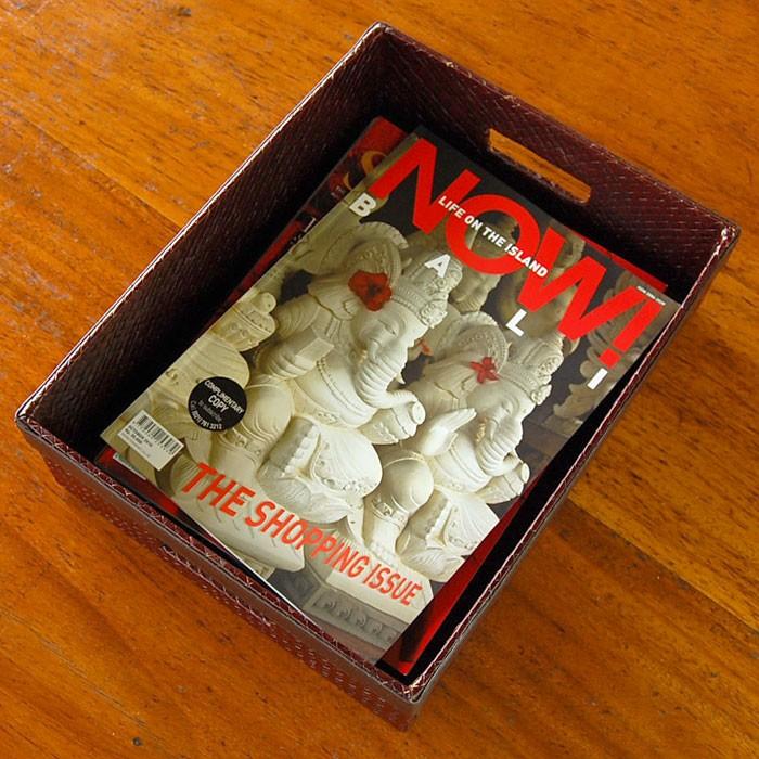 収納ボックス 収納 箱 収納ケース バスケット トレー ボックス パンダン 小物入れ 四角 ポイントレザー 雑貨 インテリア モダン おしゃれ アジア工房 10487 | ブランド登録なし | 02