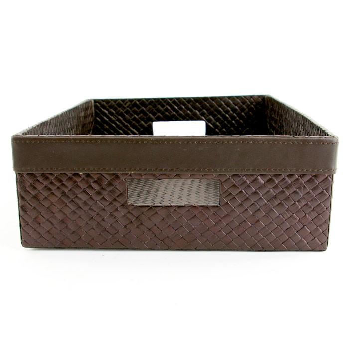 収納ボックス 収納 箱 収納ケース バスケット トレー ボックス パンダン 小物入れ 四角 ポイントレザー 雑貨 インテリア モダン おしゃれ アジア工房 10487 | ブランド登録なし | 04
