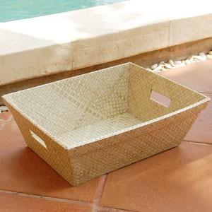 ランドリーバスケット ナチュラル 収納バスケット 脱衣かご カゴ 収納ボックス バスケット 洗面所 おしゃれ パンダン アジアン アジア工房 10488 | ブランド登録なし | 02