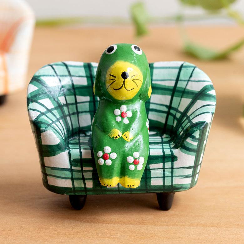 人形 木彫り 犬 置物 アジアン雑貨 カラフル 木製 バリ犬オブジェ 1匹 ライトグリーン 玄関 インテリア エスニック おしゃれ 10506 | ブランド登録なし | 07