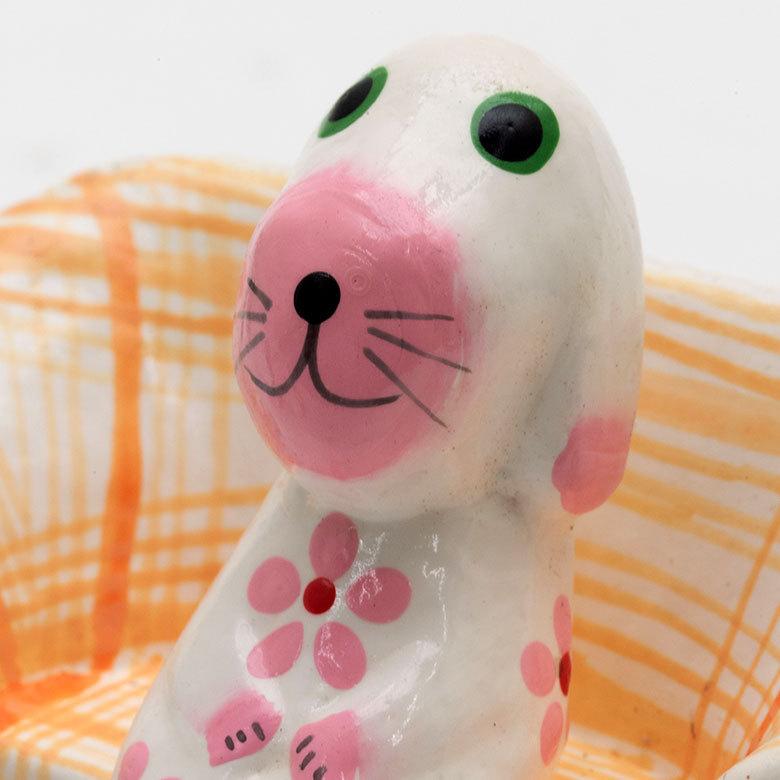 人形 木彫り 犬 置物 アジアン雑貨 カラフル 木製 バリ犬オブジェ 1匹 ホワイト 玄関 インテリア エスニック おしゃれ 10507 | ブランド登録なし | 09