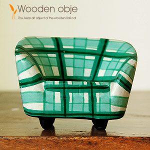 アジアン雑貨 木彫りソファ グリーン 10517 | ブランド登録なし