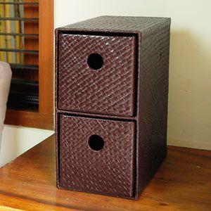 アジアン雑貨 パンダンの四角い収納ボックスケース アジア工房 10653 | ブランド登録なし