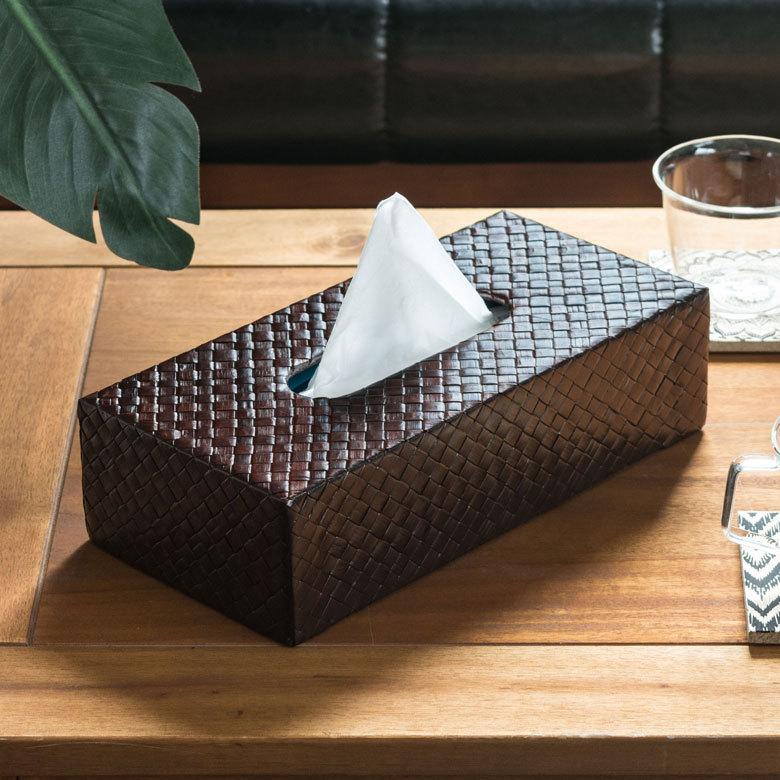 ティッシュケース アジアン雑貨 パンダン 底なしタイプ キャビティタイプ ブラウン  おしゃれ エスニック アジア工房 10658 | ブランド登録なし | 13