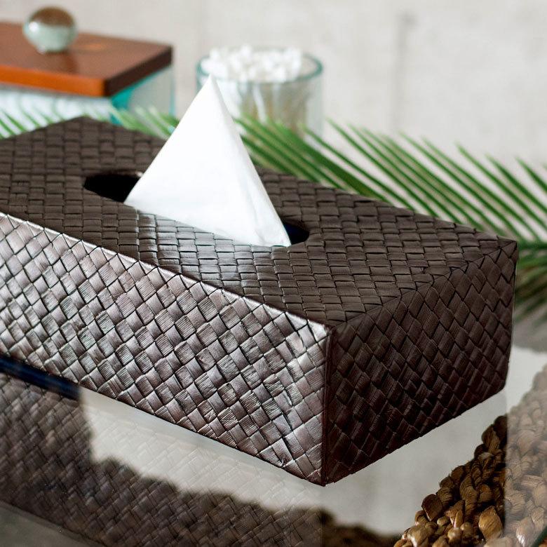 ティッシュケース アジアン雑貨 パンダン 底なしタイプ キャビティタイプ ブラウン  おしゃれ エスニック アジア工房 10658 | ブランド登録なし | 02