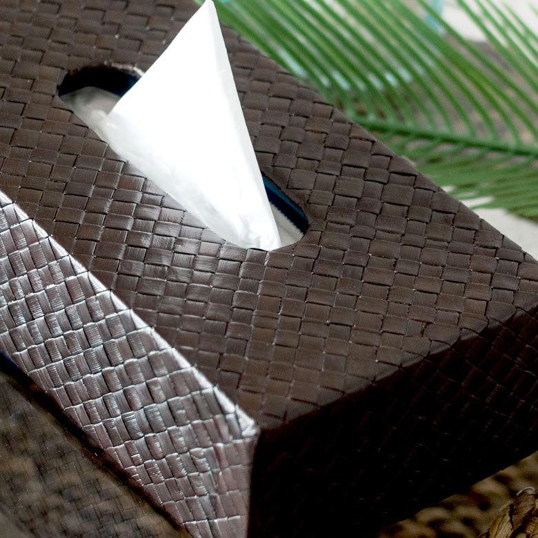 ティッシュケース アジアン雑貨 パンダン 底なしタイプ キャビティタイプ ブラウン  おしゃれ エスニック アジア工房 10658 | ブランド登録なし | 05