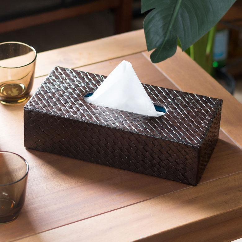 ティッシュケース アジアン雑貨 パンダン 底なしタイプ キャビティタイプ ブラウン  おしゃれ エスニック アジア工房 10658 | ブランド登録なし | 06