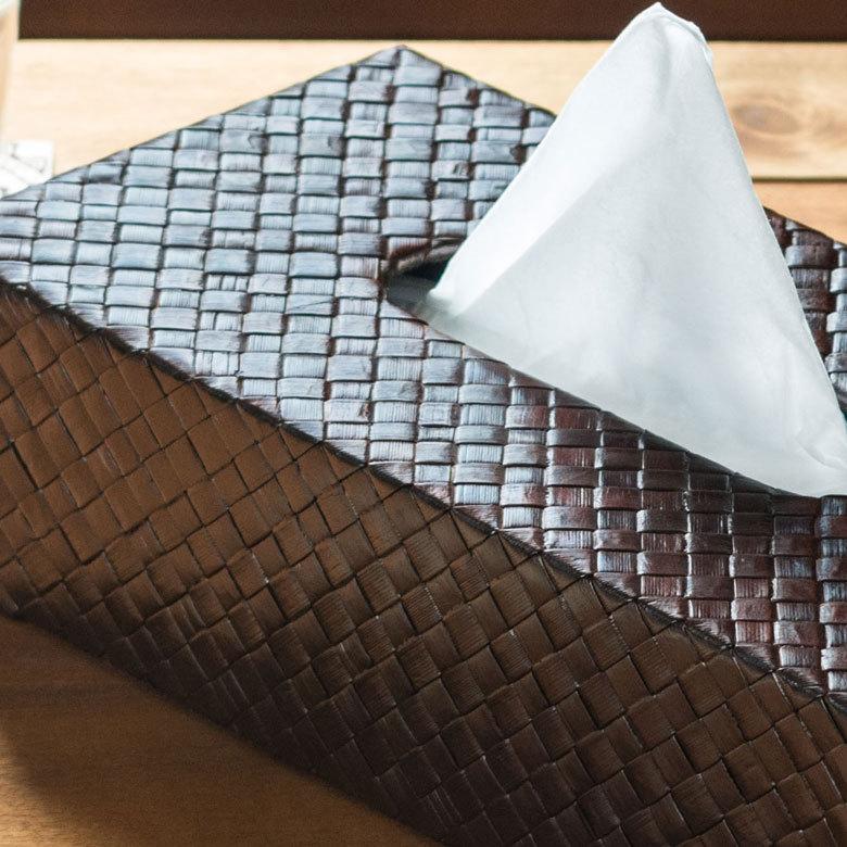 ティッシュケース アジアン雑貨 パンダン 底なしタイプ キャビティタイプ ブラウン  おしゃれ エスニック アジア工房 10658 | ブランド登録なし | 07
